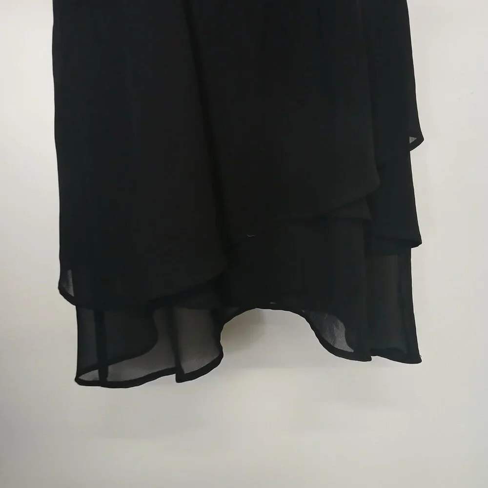 UEC Dawn Joy Chiffon Dress Black V-Neck Sleeveless Handkerchief Hem Size 12 - Picture 13 of 13